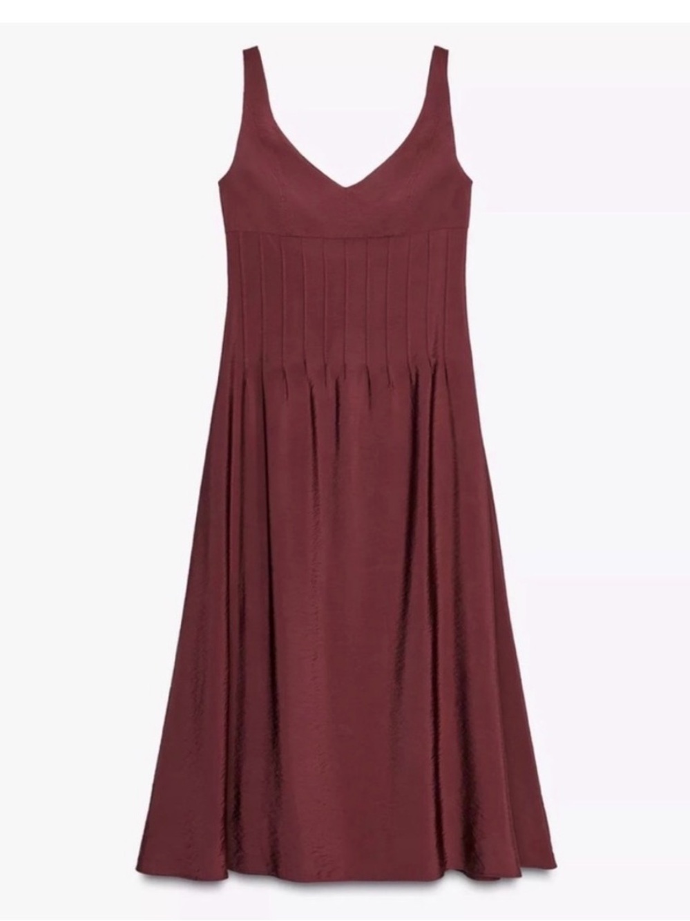 Zara V-Neck Sleeveless Maxi Dress in Deep Burgundy NWT
